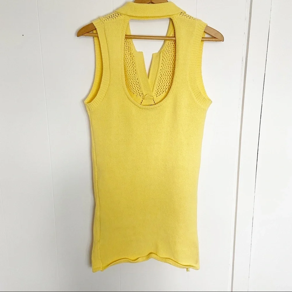 Zara yellow knit sleeveless sweater‎ dress collared open back large - Picture 5 of 7